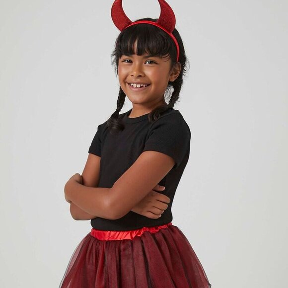 Cute & Colorful Girls Devil Skirt & Horns Kids Dress up Fashion Costume Set - Picture 6 of 6